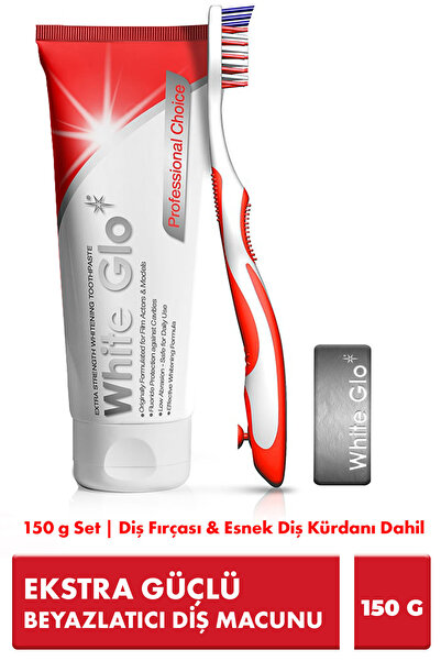 White Glo Ekstra Güçlü Beyazlatıcı Diş Macunu 150 g Set | Diş Fırçası & Esnek...