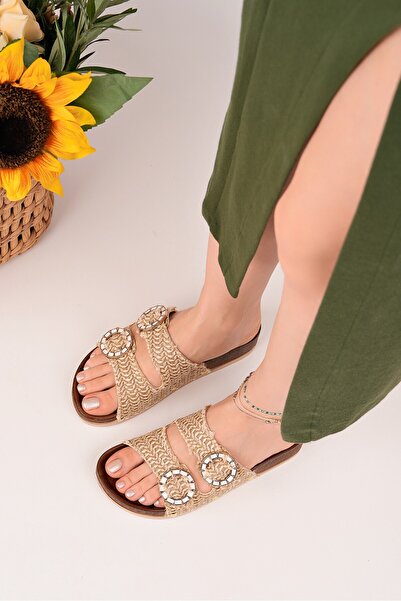 MUGGO BEFOR منقوش زوج بإبزيم دايلي للنساء شبشب