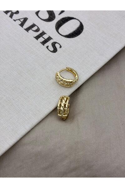 Hedef Bijuteri Xuping Gold Color Hoop Earrings with Twist Detail