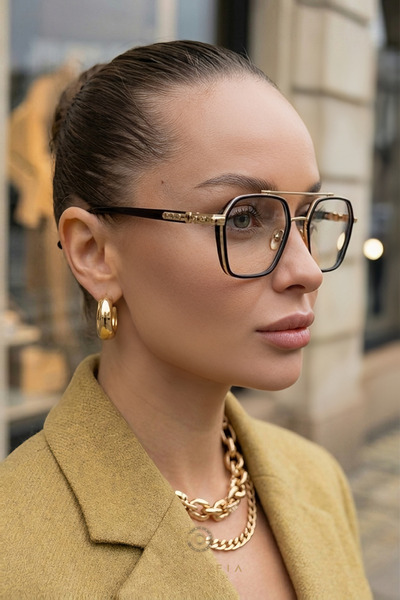 Eyesofia Women & Men with Blue Light Filter UV400 Glass Ce Certificated Gold ...