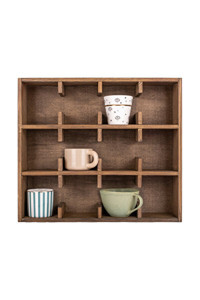 bevorev Dekoratif Ahşap Kupa Bardak Rafı, 12 Bölmeli Raf, Mutfak Rafı