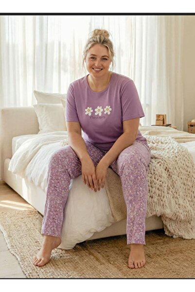 MEBA Γυναικείο Σετ Πιτζάμες Μεγάλου Μεγέθους από Βαμβακερό Ύφασμα Πολυεστέρα,...