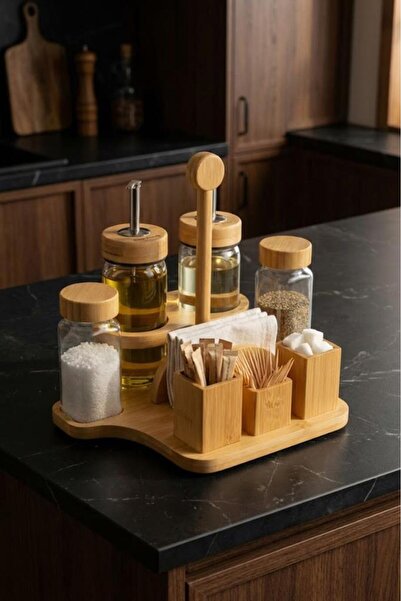 Bambum Mima - 2-Piece Oil Pot with Napkin Holder and Spice Container, Small