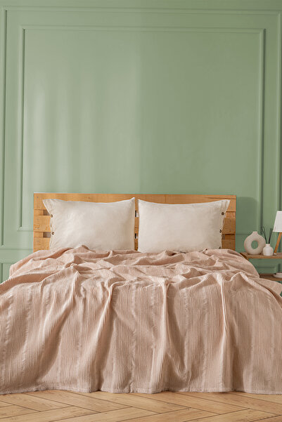 MYLASA HOME Διπλό Βαμβακερό Κάλυμμα Κρεβατιού / Πικέ - 200x230 cm-μπεζ