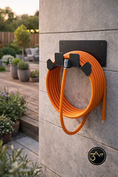 3art Metal Metal Duvar Tipi Hortum Askılığı - Bahçe Hortumu Tutucu Kanca Aparat