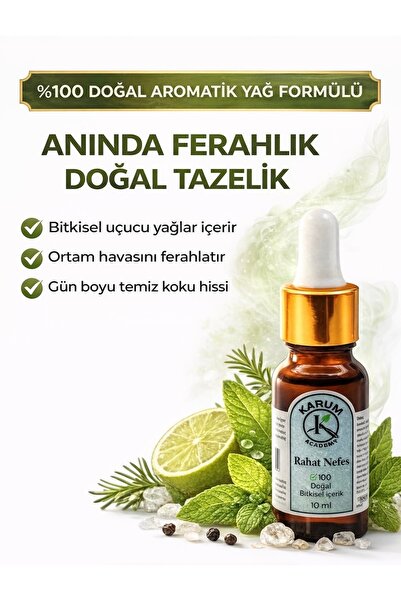 KARUM Nefes Rahatlatıcı %100 Doğal Okaliptus Nane Nioli Selvi Çay Ağacı Uçucu...