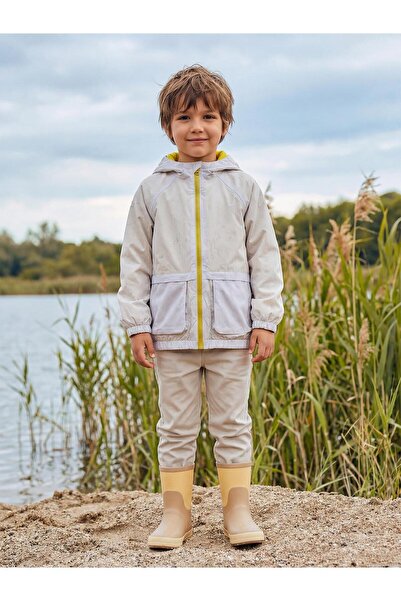 Civil Boys Ready Printed Raincoat with Pocket for Ages 6-9 - Gray 6-7 Years