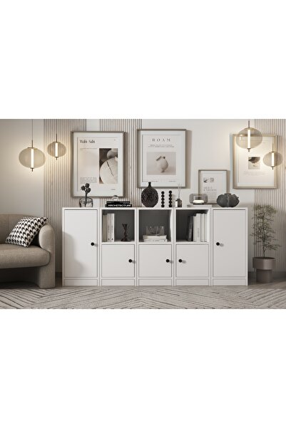 Nettrends Rafli Dolapli Konsol Beyaz 160 cm Kns-1022-ç