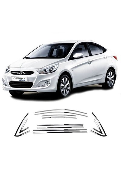 beyaztuning Hyundai Accent Blue Cam Çıtası Komple Set Çerçevesi Kromu Nikelajı