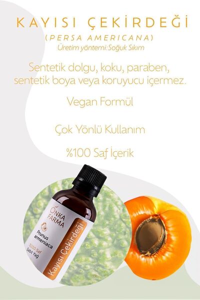 OnkaFarma Onka Farma Kayısı Çekirdeği Yağı - Soğuk Sıkım %100 Saf - 50 ml