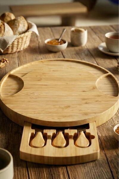 Bambum Oasis - 4 Parça Ayaklı Peynir Sunum Tabağı