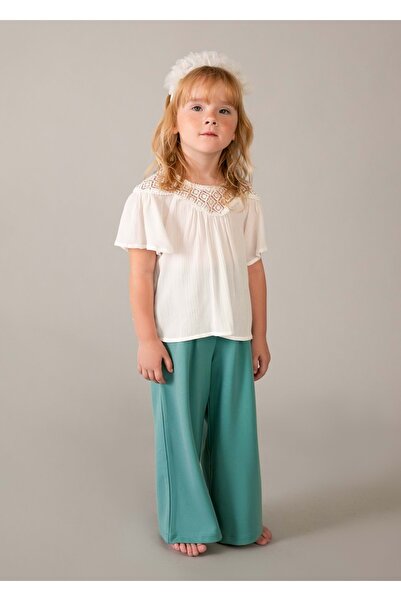 MAYORAL بنطلون بناتي مطوي باللون الأخضر 3584