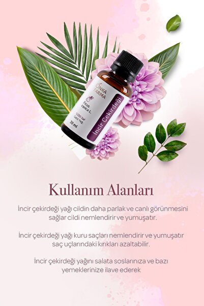OnkaFarma Onka Farma Incir Çekirdeği Yağı - %100 Saf Incir Çekirdeği Yağı - Soğuk Sıkım - 30 ml