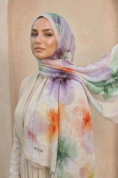 Sultan Eşarp Șal din bambus cu model Sultan - Model Aylin - DK03-01