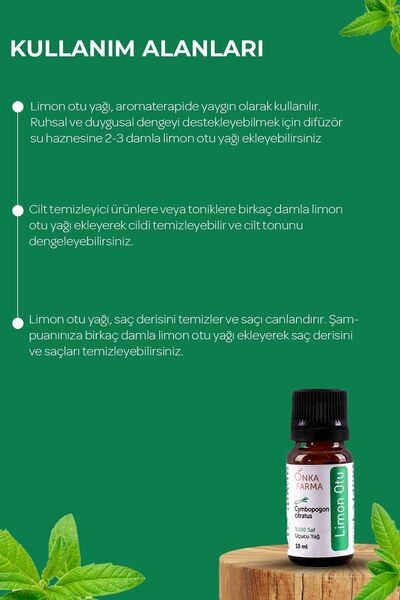 OnkaFarma Onka Farma %100 Saf Limon Otu Uçucu Yağı - 10 ml (LİMONOTU YAĞI)