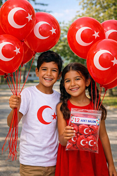 Parti dolabı 12 قطعة بالون علم تركيا بالون أحمر مطبوع لزينة 23 أبريل