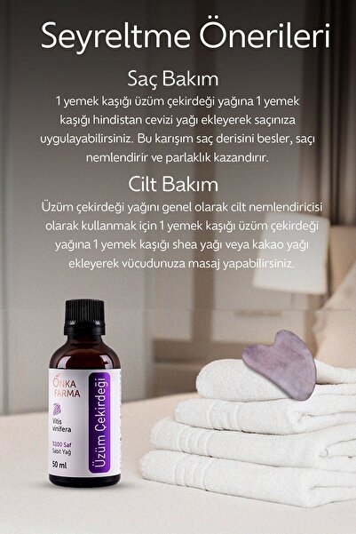 OnkaFarma Onka Farma %100 Saf Üzüm Çekirdeği Yağı - Soğuk Sıkım - 50 ml