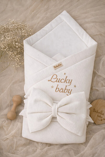 Bebella Ecru 100% Cotton Baby Blanket 85X85 cm Newborn Swaddle Hospital Relea...