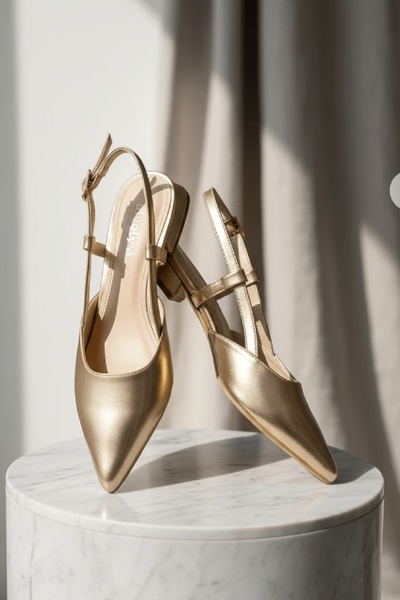 DİVOLYA Felina Gold Crinkle (tocuri de 3 cm) Pantofi cu toc ascuțit