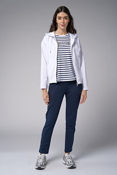 bilcee Women's White Hooded 3-Piece Tracksuit Set 4006