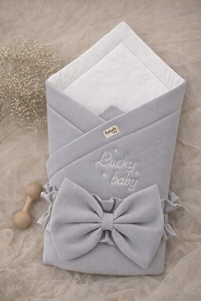 Bebella Gray 100% Cotton Baby Blanket 85X85 cm Newborn Swaddle Hospital Relea...