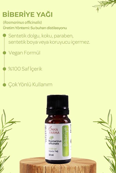 OnkaFarma Onka Farma Biberiye Yağı - %100 Saf Biberiye Uçucu Yağı - 10 ml
