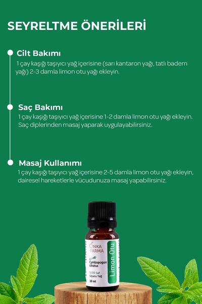 OnkaFarma Onka Farma %100 Saf Limon Otu Uçucu Yağı - 10 ml (LİMONOTU YAĞI)