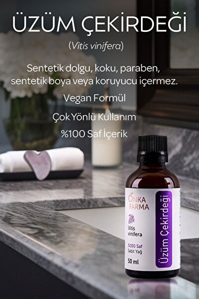 OnkaFarma Onka Farma %100 Saf Üzüm Çekirdeği Yağı - Soğuk Sıkım - 50 ml