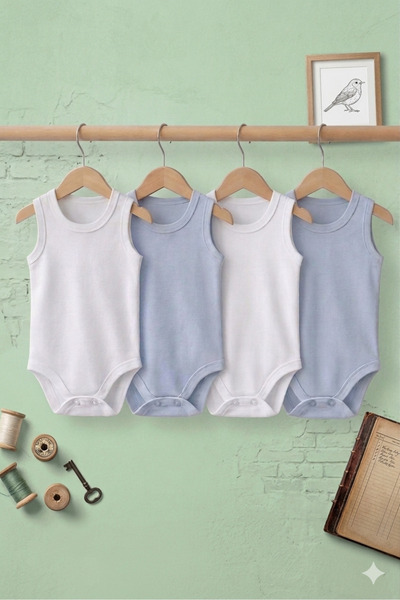 Baby Nife %100 pamuklu 4'lü çıtçıtlı bebek body zıbın/organik pamuklu bebek a...