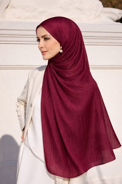 Olcay Yoryo Silk Evening Dress Shawl Bordo 103