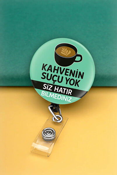 Apptakı Kahve Metal Buton Yoyo Yaka Kartığı Kart Tutucu Yoyo Kartlık - MBY0160