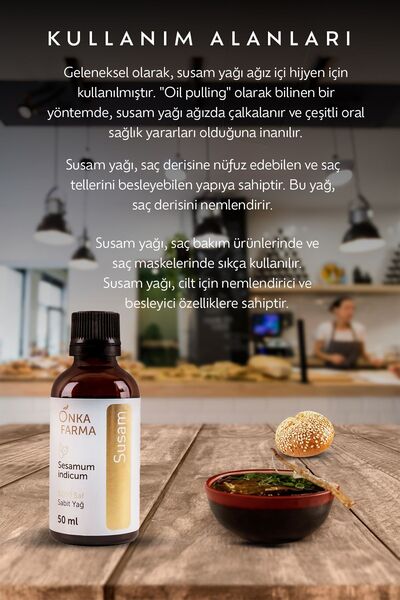 OnkaFarma Onka Farma %100 Saf Susam Yağı - Soğuk Sıkım - 50 ml
