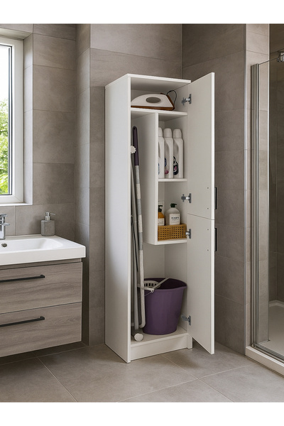 dorpek Banyo Dolabı Kiler Dolabı, Çok Amaçlı Dolap - Ütü Masası Dolabı Beyaz | Rovi