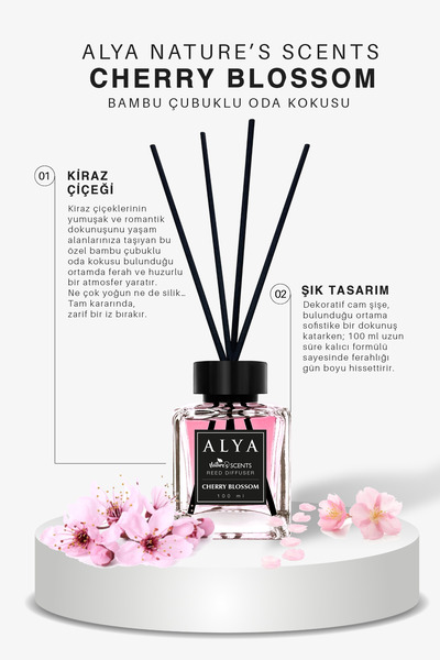 ALYA Nature's Scents Cherry Blossom (Kiraz Çiçeği) Bambu Çubuklu Oda Kokusu 1...