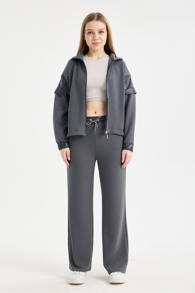 winmoda Γυναικείο σετ φόρμας Modal Fabric συνδυασμός υφασμάτων Baggy χαλαρή ε...