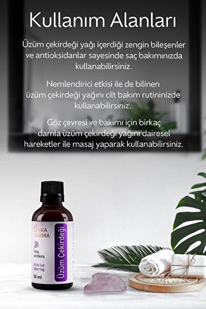 OnkaFarma Onka Farma %100 Saf Üzüm Çekirdeği Yağı - Soğuk Sıkım - 50 ml