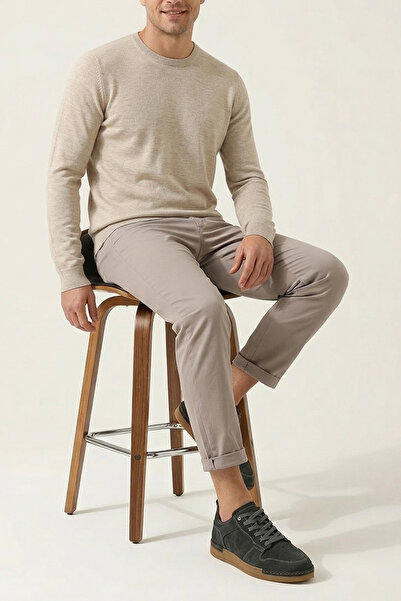 Ziya ، حذاء كاجوال رجالي من الجلد الطبيعي 1611064Z221 رمادي