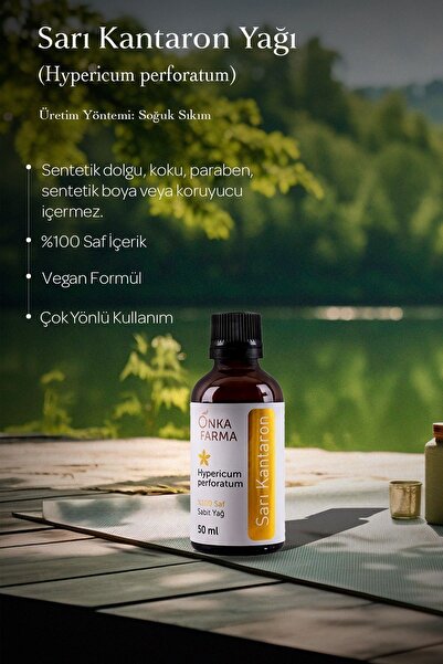 OnkaFarma Onka Farma Sarı Kantaron Yağı - 0,3-0,5 Düşük Asitli Sızma Zeytinyağı Maserasyonu - 50 ml