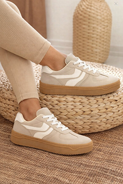 Beige Women's Sneakers, Casual Sneakers
