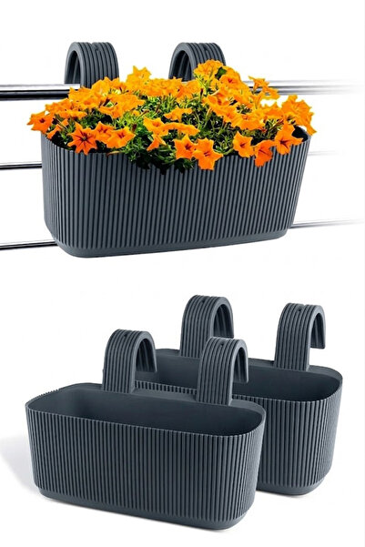 TEMMUZ HOME 3.2 Litre 3 Adet Askılı Balkon Saksısı