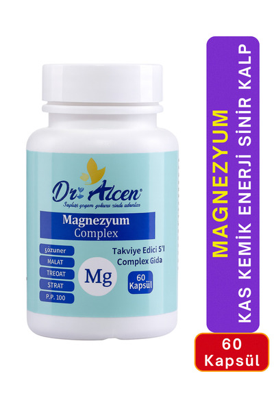 Dr.Alcen Şelatlı Magnezyum Complex 60 Kapsül 4lü Form B6 Vitamini Kas Kemik E...