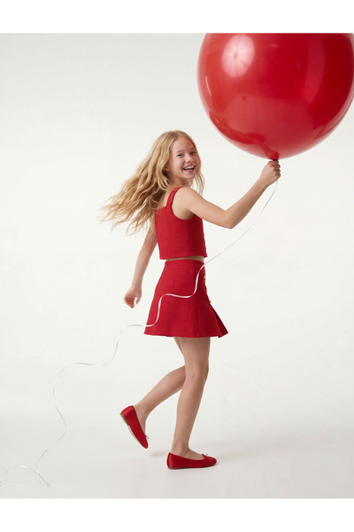 Koton Düğme Detaylı Beli Lastikli Yırtmaçlı Tüvit Şort Etek