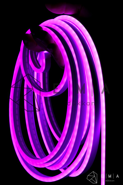 Ema Dükkan 5 Metre 12V Neon Led Şerit Işık Mor Neon Led Prize Tak Çalıştır An...
