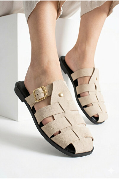 StWenn Women's Buckle-Strapped Knitted Band Casual Slippers Comfortable Sole ...