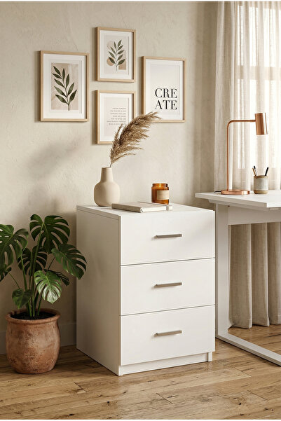Robin Home 3 Çekmeceli Ofis Keson Beyaz