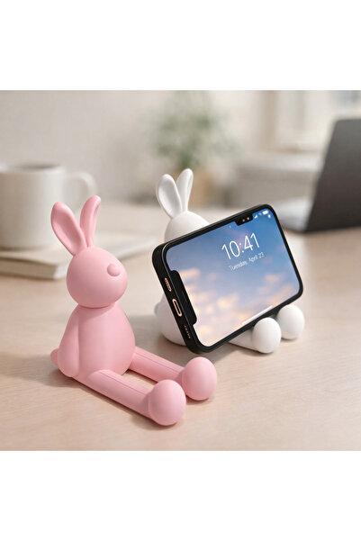 Basart Telefon Standı Tavşan Figürlü Dekoratif Masaüstü Telefon Tutucu (2’li ...
