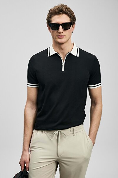 Lufian 111090138 Dean Modal Blended Sweater Men's Polo Shirt Men's T-Shirt Black