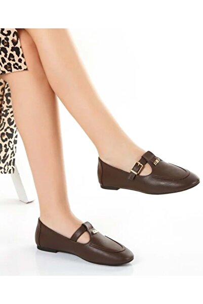 KOCAMANLAR Γυναικεία παπούτσια μπαλαρίνας Feles με λεπτομέρεια στη ζώνη ΚΑΦΕ