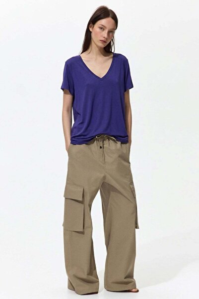 COTENCONCEPT Μπλουζάκι με λαιμόκοψη V μπροστά και πίσω Basic Με μείγμα βισκόζης