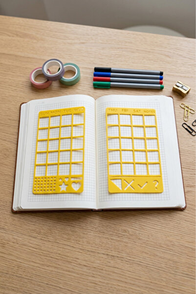 Karmelom Studio Σετ χάρακας με στένσιλ 2 τεμαχίων Bullet Journal Calendar - Χ...